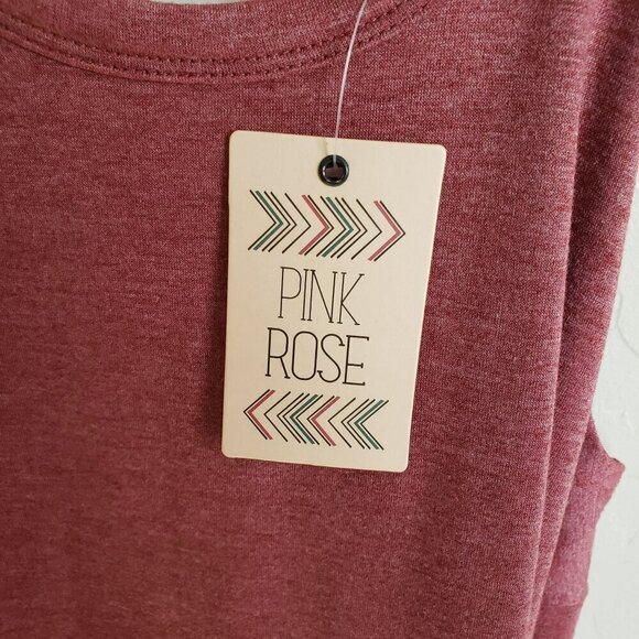 Pink Rose Cold Shoulder Long Sleeve Top Soft Knit Keyhole Back Women's Large NEW - Picture 8 of 10